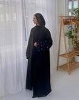 Celine Heart Sleeve Open Abaya - Onyx