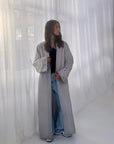 Celine Heart Sleeve Open Abaya- Light Wash Grey