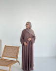 Amara Flowy Abaya Set- Mink Pink