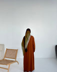 Amara Flowy Abaya Set- Burnt Orange
