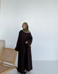 Amara Flowy Abaya Set - Deep Oak