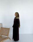 Amara Flowy Abaya Set - Deep Oak