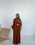 Amara Flowy Abaya Set- Burnt Orange
