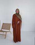 Amara Flowy Abaya Set- Burnt Orange