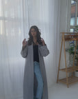 Celine Heart Sleeve Open Abaya- Light Wash Grey