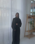 Celine Heart Sleeve Open Abaya - Onyx