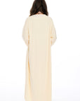 Huda Soft Knit Open Abaya- Cream