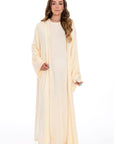 Huda Soft Knit Open Abaya- Cream