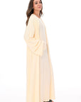 Huda Soft Knit Open Abaya- Cream