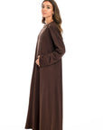 Alayna Soft Knit Closed Dress- Chocolate Brown