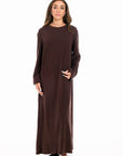 Alayna Soft Knit Closed Dress- Chocolate Brown