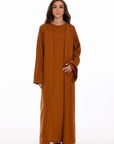 Haya Soft Knit Open Abaya - Burnt Orange