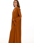 Haya Soft Knit Open Abaya - Burnt Orange