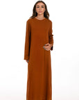 Haya Soft Knit Closed Dress- burnt orange