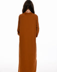 Haya Soft Knit Closed Dress- burnt orange