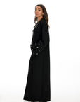 Alana Heart Sleeve Open Abaya-   Onyx