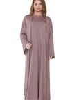 Amara soft Knit Open Abaya-  Iridescent Pink