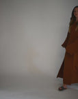 Haya Soft Knit Open Abaya - Burnt Orange